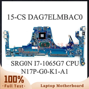 DAG7ELMBAC0 С процессором SRG0N I7-1065G7 Высококачественная Материнская плата Для ноутбука HP 15-CS Материнская Плата N17P-G0-K1-A1 100% Полностью Работает Хорошо  5