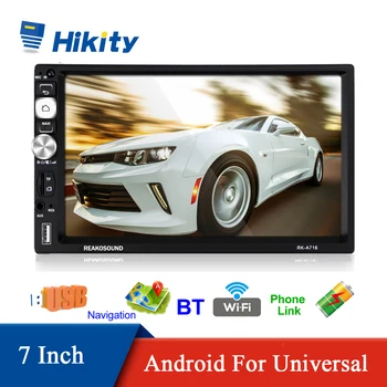 Hikity 2din Andriod 8,1 Автомобильный Мультимедийный Плеер GPS Навигация Автомобильный Аудио Wifi USB FM MirrorLink 7 