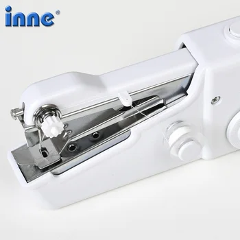 INNE Mini Портативная Ручная швейная машинка Stitch Для Шитья рукоделия Беспроводные Ткани Для Одежды Electrec Set 15  10