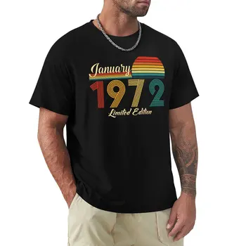 Январь 1972 50 Лет Быть Потрясающим Ограниченным тиражом Со времен Старых Винтажных футболок, забавных футболок, коротких мужских футболок  4