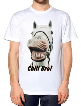 Мужская футболка Funny Horse Chill Bro, футболка Animal Race, детская футболка shubuzhi, забавные топы, футболка, мужская футболка с круглым вырезом, брендовая футболка  5