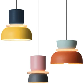 Подвесные светильники Nordic LED Macaron, разноцветные железные люстры, Подвесные светильники для столовой, кухни, спальни, прикроватные светильники  5