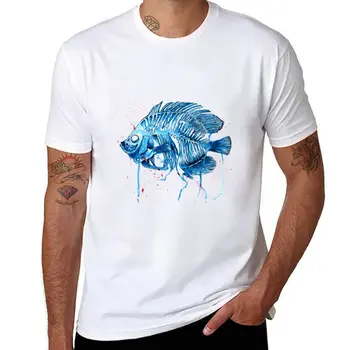 Новая футболка с рыбьим скелетом, футболки оверсайз, великолепная футболка, простые белые футболки для мужчин  0