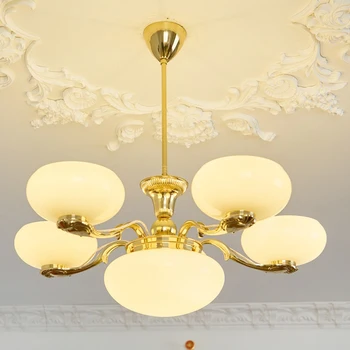 Подвесные светильники из скандинавской французской меди, люстры из золота в стиле ретро для гостиной, Домашний декор, Обеденный стол, ресторан, Подвесные светильники, светильник  10