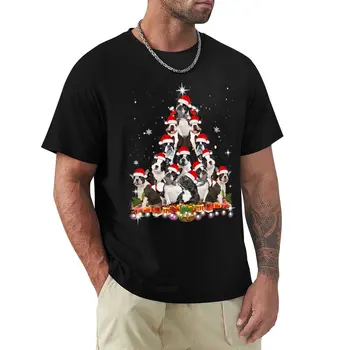 Бостонский терьер, рождественская елка, классическая футболка, одежда в стиле хиппи, блузка, мужские футболки fruit of the loom  0
