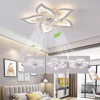Современные потолочные вентиляторы Для гостиной, детской спальни, столовой, внутреннего освещения, ламп с регулируемой яркостью с дистанционным управлением  5