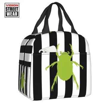2023 Новая изготовленная на заказ сумка для ланча с рисунком Beetlejuice и Bug, женский холодильник, коробки для ланча с теплой изоляцией для детской школы  4