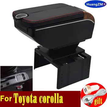 Для Toyota corolla коробка подлокотника Открываются двойные двери 7USB Коробка для хранения центральной консоли подлокотник  3