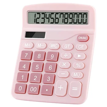 Электронный калькулятор из 12 цифр, Солнечный калькулятор, калькулятор двойного питания, Офисный Финансовый Базовый настольный калькулятор-Розовый  5