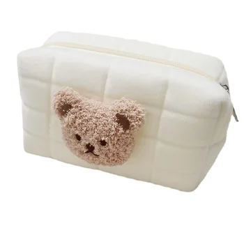 Милый Медвежонок, детская сумка для туалетных принадлежностей, косметички, переносная сумка для подгузников, органайзер для детских вещей, Многоразовая хлопковая сумка для мамы  5