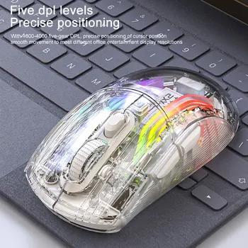 Беспроводная проводная мышь с RGB-подсветкой, 3 режима, электронные соревновательные мыши, совместимые с Bluetooth 5.0/2.4 G/USB-C для настольных ПК, ноутбуков.  1