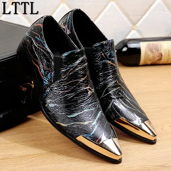 LTTL Модные мужские лоферы с металлическим заостренным верхом, Обувь с принтом, Высококачественная мужская обувь на плоской подошве, повседневная модельная обувь для вечеринок, Большие размеры 38-46  5