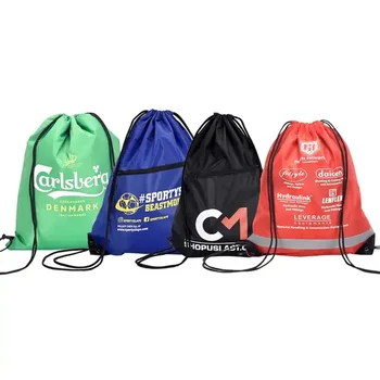 500 шт./полиэстер Водонепроницаемый атласный рюкзак с завязками, напечатанный на заказ, Экологически Чистые Переработанные спортивные рюкзаки Оптом  5
