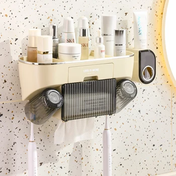 Держатель зубной щетки, автоматический дозатор зубной пасты, Настенный стеллаж для хранения, домашний органайзер, бытовые аксессуары для ванной комнаты  5