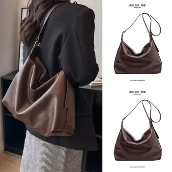 Осенне-зимняя большая сумка на одно плечо для работы и поездок на работу, женская новая коричневая сумка-тоут через плечо 2023 года выпуска  5