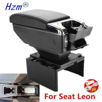 Для Seat Leon Коробка для подлокотников Для Seat Leon 2021 Коробка для автомобильных подлокотников Дооснащенные детали Внутренний ящик для хранения аксессуаров USB LED  10