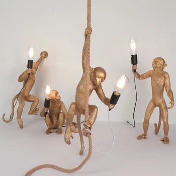 Подвесной светильник Nordic LED Art Monkey из смолы, подвесной светильник в виде обезьяны для гостиной, кабинета, коридора, освещения домашнего интерьера.  10