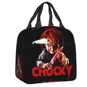 Сумка для ланча на Хэллоуин с изоляцией от Chucky Killer Horror для женщин, водонепроницаемый кулер, термобокс для Бенто, Детская Школьная сумка для еды  5