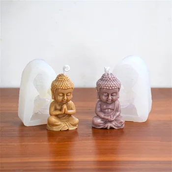 Силиконовая форма для свечи Будды 3D Форма для гипса Будды, мыла, цемента, смолы, Изготовление подарков для фестиваля, Церковные Принадлежности для производства Свечей  10
