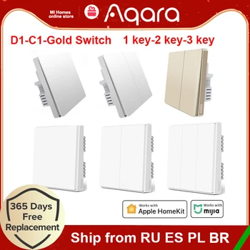 Умный Настенный Выключатель Aqara D1 C1 ZigBee Smart Home Wireless Key Light Золотой Выключатель Противопожарный Провод Без Нейтрали Для Mijia APP homekit  1