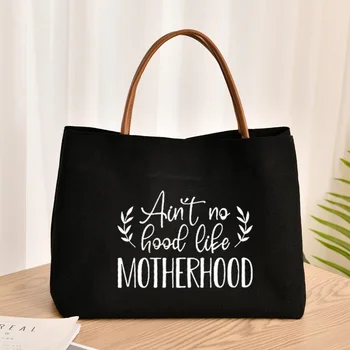 Женская холщовая сумка с принтом материнства, подарок для мамы, сумка через плечо, рабочая сумка, пляжная сумка, сумка для покупок, прямая поставка  4
