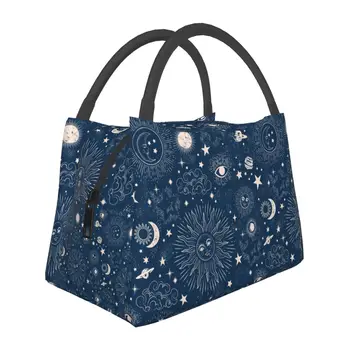 Сумкой для ланча, термоохладителем Space Galaxy Moon, переносной текстильной сумкой для пикника, холщовой сумкой для еды со звездами Зодиака  5