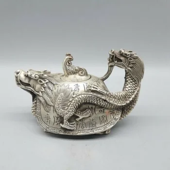 Древнекитайская Тибетская серебряная курильница с черепахой-драконом ручной работы Сюй Демарк  5