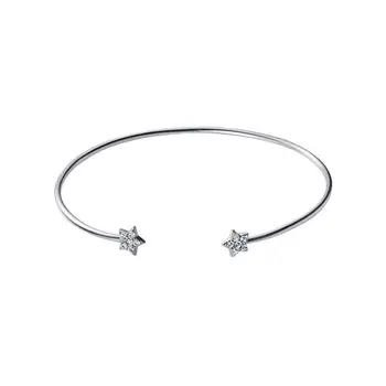 Подлинный тонкий браслет из стерлингового серебра 925 пробы со звездами для женщин, ослепительный сверкающий браслет из циркона, изысканные модные украшения  5