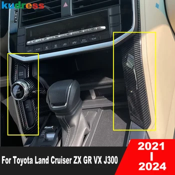 Накладка Панели Центральной Консоли Автомобиля Toyota Land Cruiser ZX GR VX J300 2021 2022 2023 2024 Аксессуары Для Интерьера Из Углеродного Волокна  5