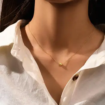 Ожерелье из круглых бусин CANNER S925 пробы из стерлингового серебра, простое винтажное универсальное женское ожерелье на нежной тонкой цепочке в подарок  5
