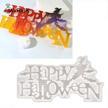 Силиконовая форма с надписью Happy Halloween подходит для изготовления ювелирных изделий из эпоксидной смолы Diy и украшения дома  5