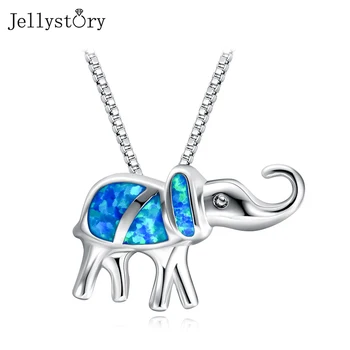 Женское модное ожерелье Jellystory, ювелирные изделия из серебра 925 пробы, подвеска в виде слона, голубой опал, уникальные свадебные украшения pandent оптом 2021  4