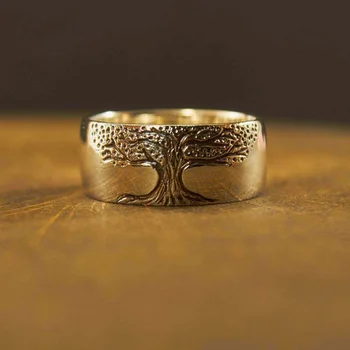 Популярное европейское и американское модное кольцо с древом жизни, простое кольцо с резьбой по дереву жизни в стиле ретро  5