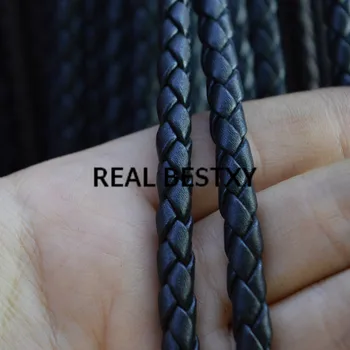 REAL BESTXY 5 м/лот 6 мм черный круглый Черный Тканый Плетеный кожаный ремешок для изготовления браслета и ожерелья Кожаный шнур для изготовления браслетов  5