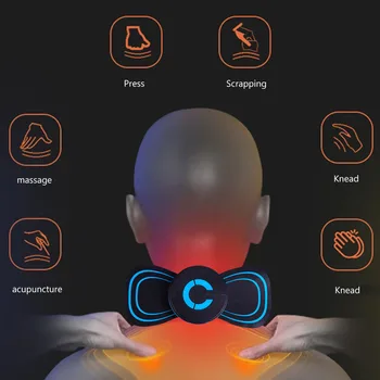 Электронные наклейки для массажа шейки матки, удобный мини-массажер для спины и шеи, многоразовый пластырь для массажа шейных позвонков, снимающий боль в теле  5