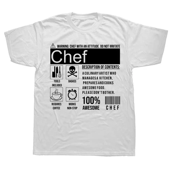 Новинка, забавный дизайн этикетки шеф-повара, Классические футболки для кулинарии, уличная одежда из хлопка с графическим рисунком, подарки на день рождения с коротким рукавом, Летняя футболка  10
