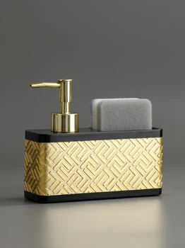 Золотая Кухонная раковина Столешница Дозатор жидкого мыла для рук флакон-помпа с отделением для хранения, включая губку  5