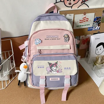 Школьный рюкзак Sanrio Kuromi для девочек и мальчиков, рюкзак большой емкости, милая мультяшная сумочка, дорожная сумка для хранения my Melody  10