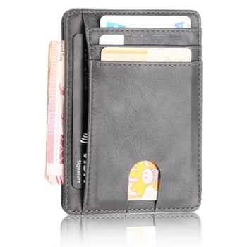 Новый Дизайн Тонкий RFID Блокирующий Кожаный Бумажник Держатель Кредитной ID Карты Кошелек Чехол для Денег для Мужчин Женщин Черный Серый Коричневый Модная Сумка  5